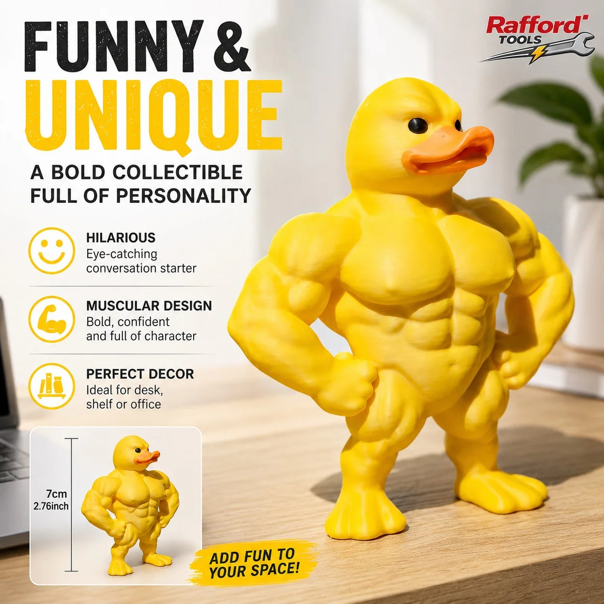 Muscle duck statue whimsical figurine