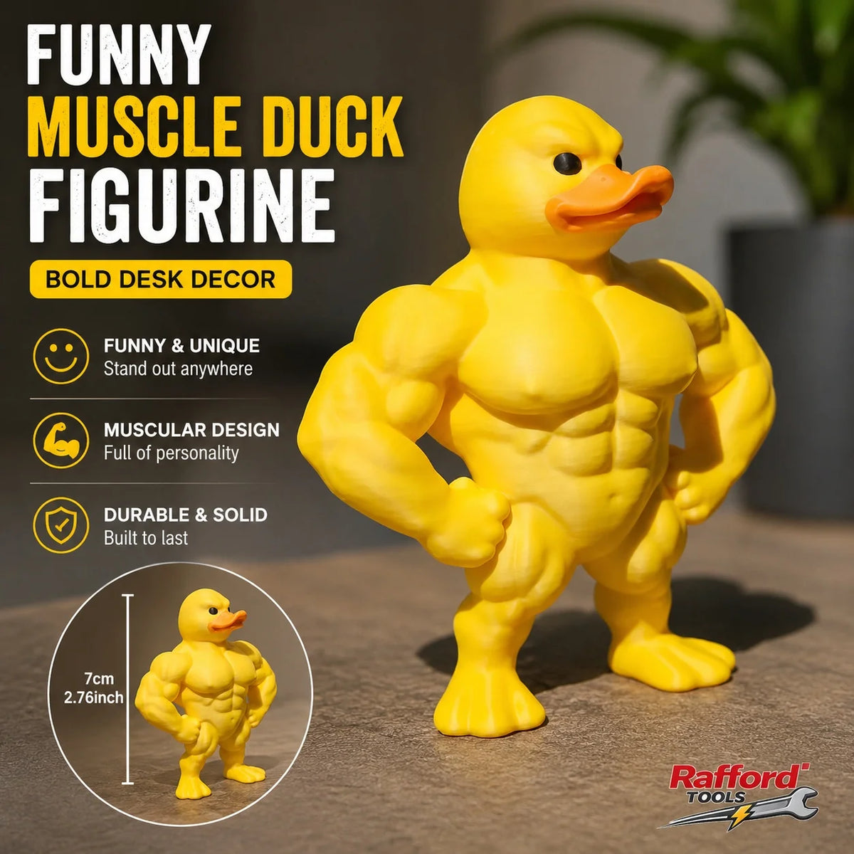 Muscle duck statue whimsical figurine