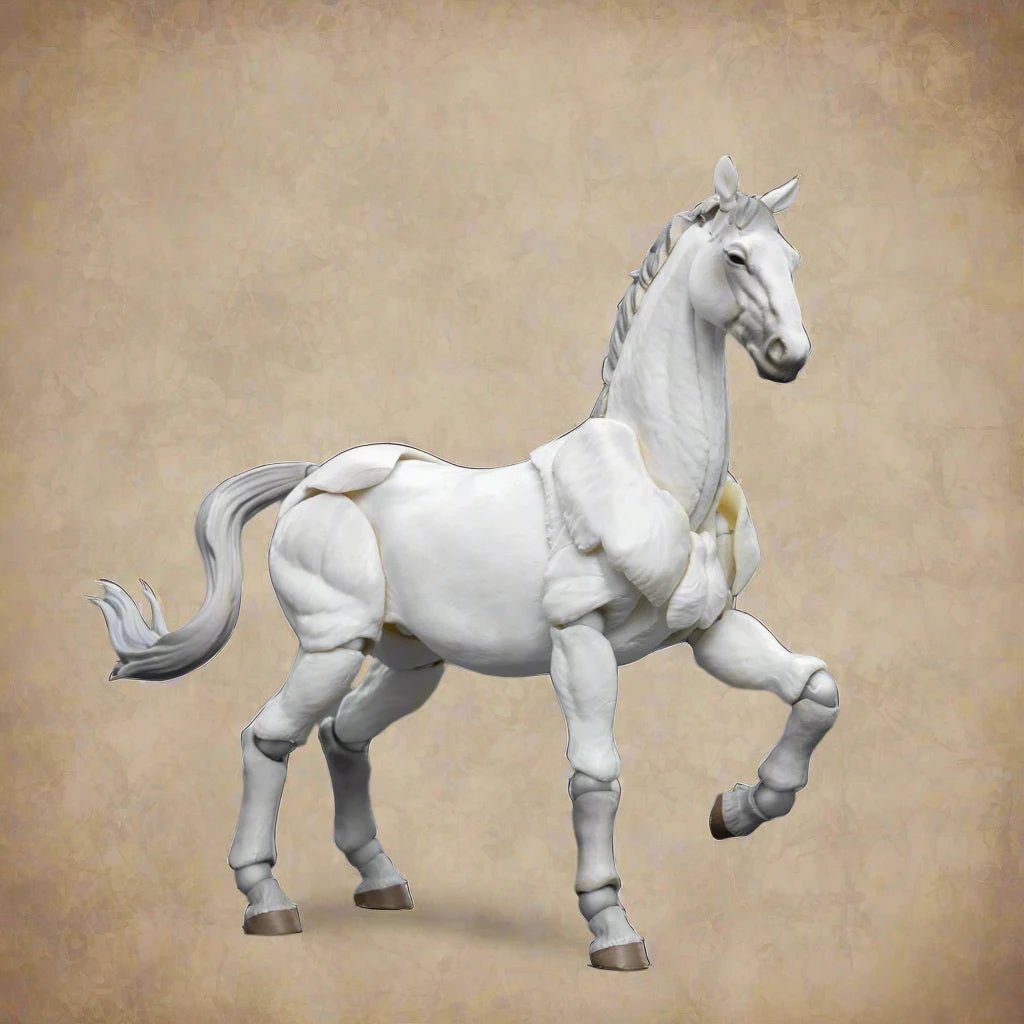 Articulated Horse Drawing Figure for Artists - White &amp; Black - Body Kun Dolls
