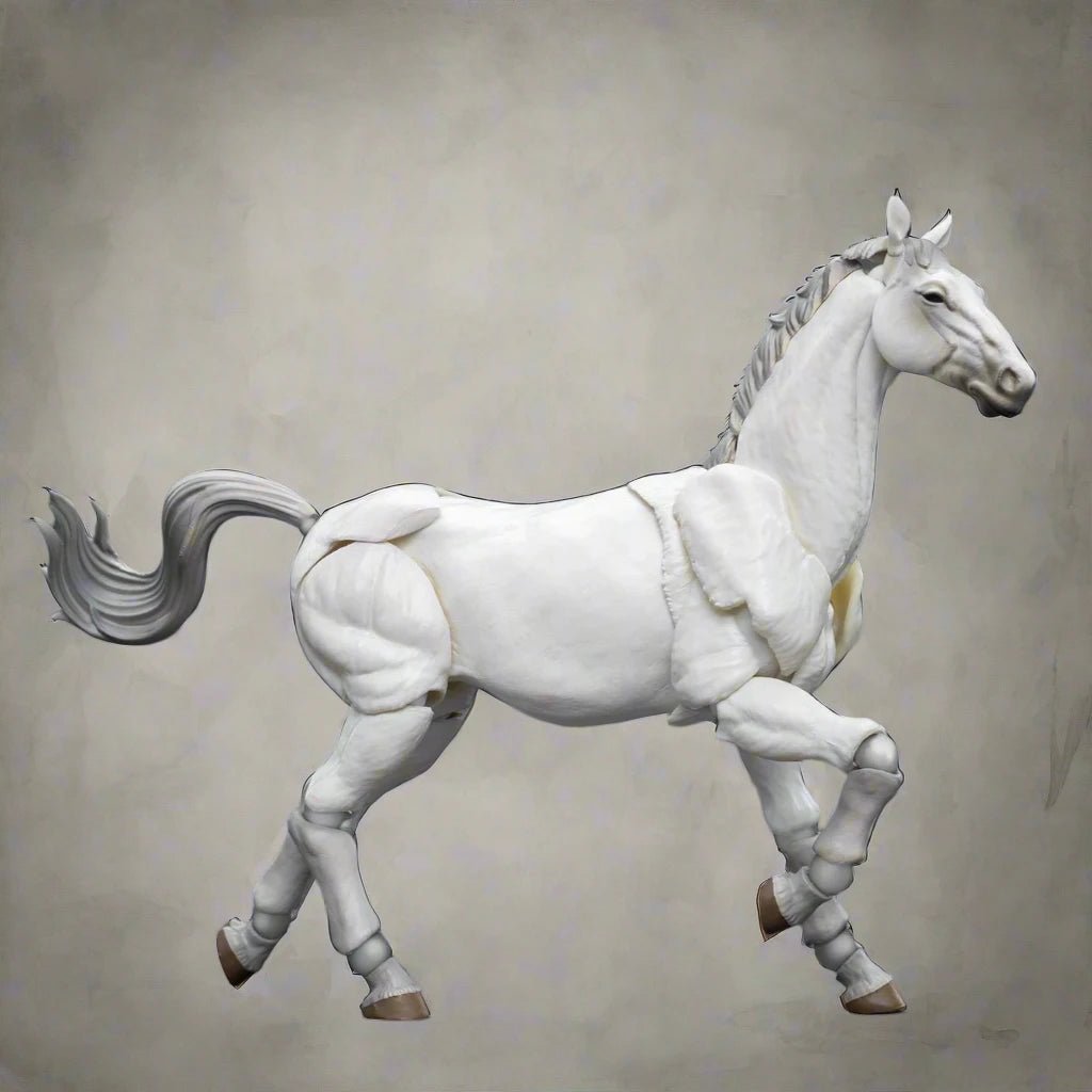 Articulated Horse Drawing Figure for Artists - White &amp; Black - Body Kun Dolls
