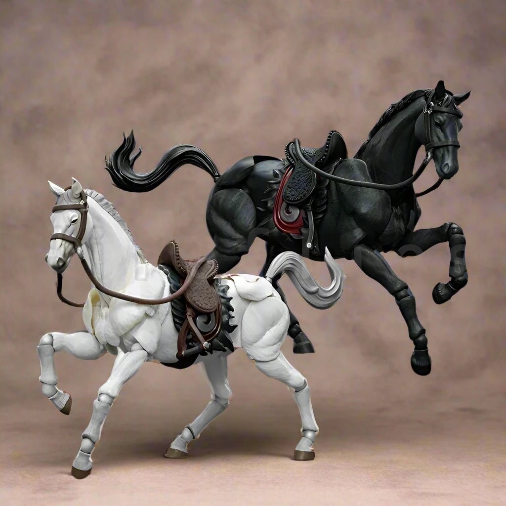 Articulated Horse Drawing Figure for Artists - White &amp; Black - Body Kun Dolls