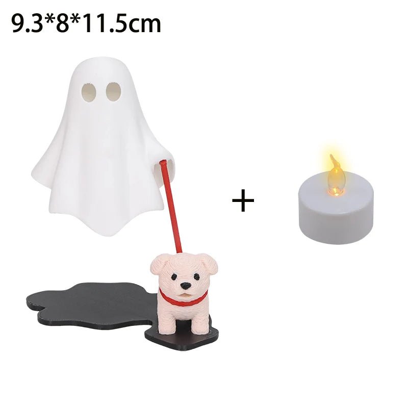 Ghost With Dog Figurine – 3D Printed Halloween Statue - Body Kun Dolls