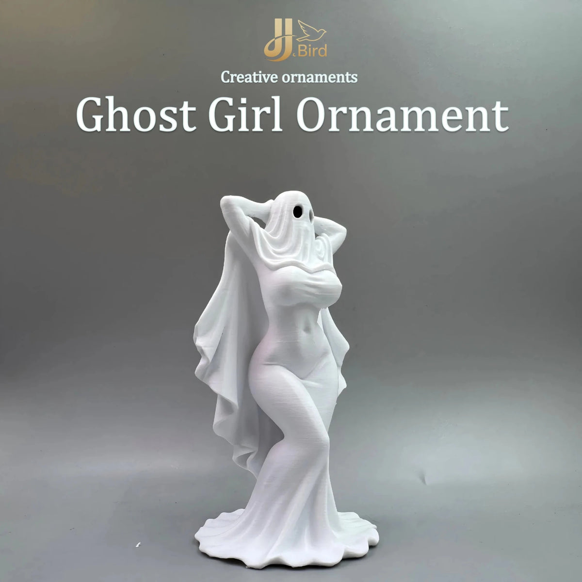 Gothic Ghost Girl Figurine – Collectible Desk Sculpture - Body Kun Dolls