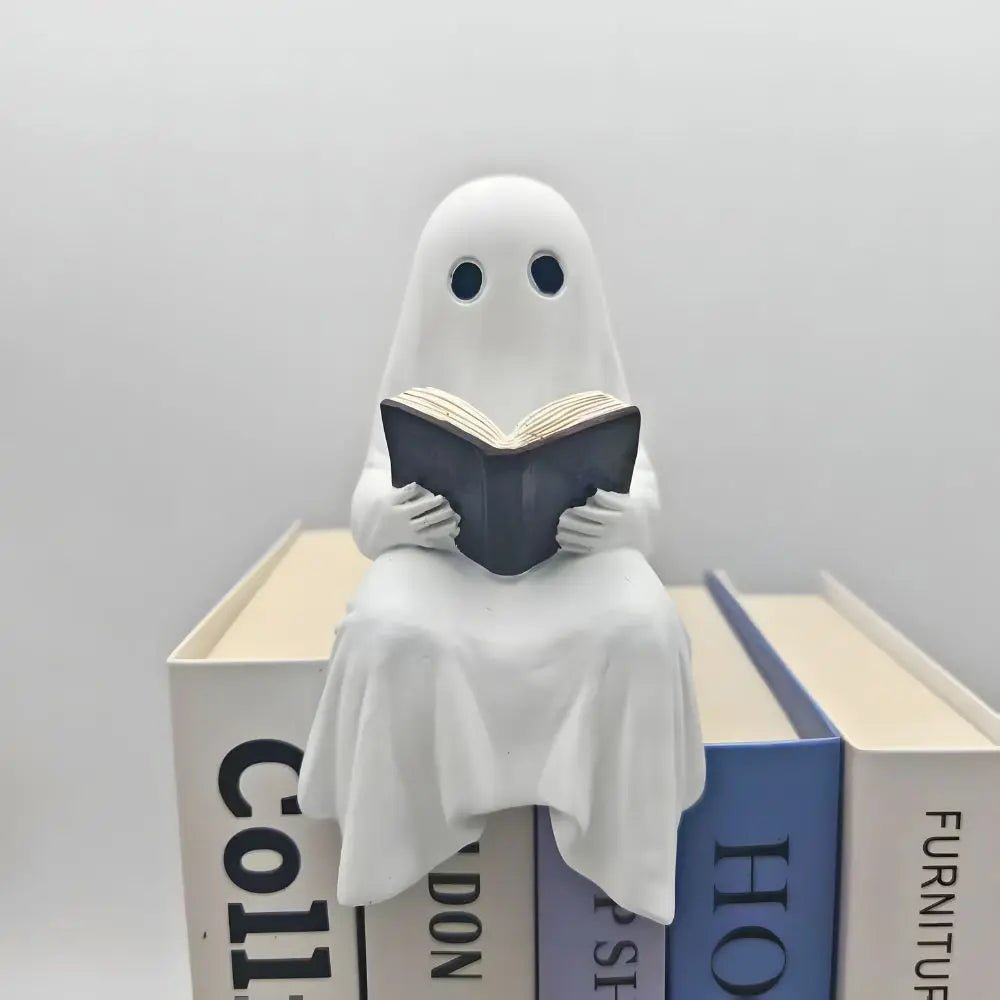 Little Ghost Reading Figurine – Resin Halloween &amp; Christmas Decor - Body Kun Dolls