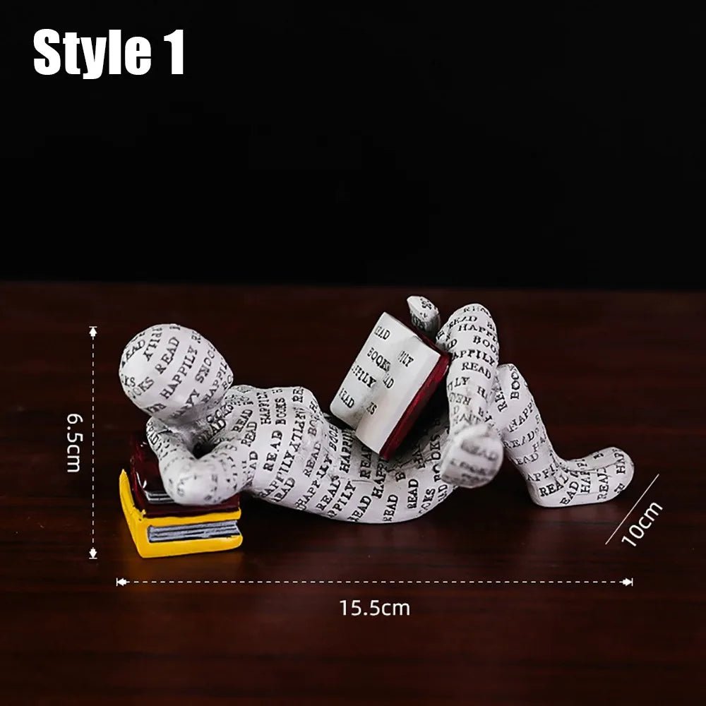 Mini Reading Woman Figurine – Nordic Modern Resin Sculpture - Body Kun Dolls