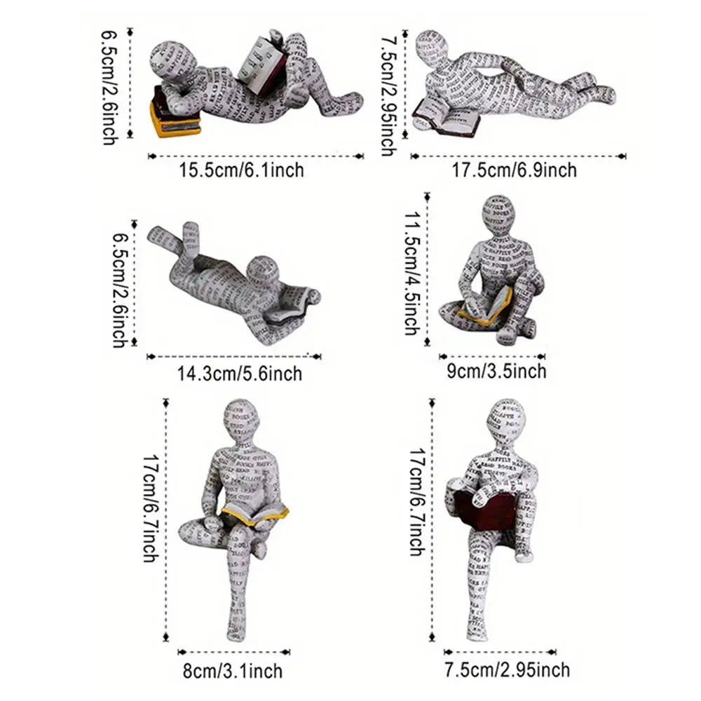 Mini Reading Woman Figurine – Nordic Modern Resin Sculpture - Body Kun Dolls