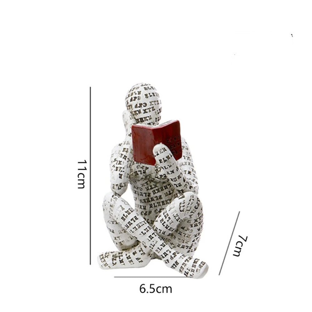 Mini Reading Woman Figurine – Nordic Modern Resin Sculpture - Body Kun Dolls