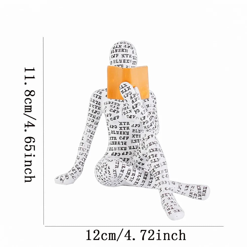 Mini Reading Woman Figurine – Nordic Modern Resin Sculpture - Body Kun Dolls