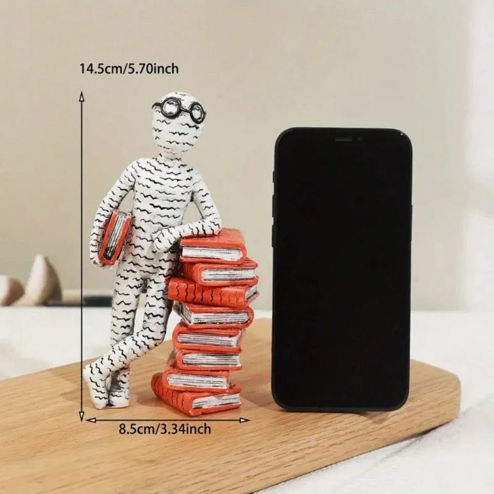 Minimalist Reader Figurine – Modern Abstract Resin Sculpture - Body Kun Dolls