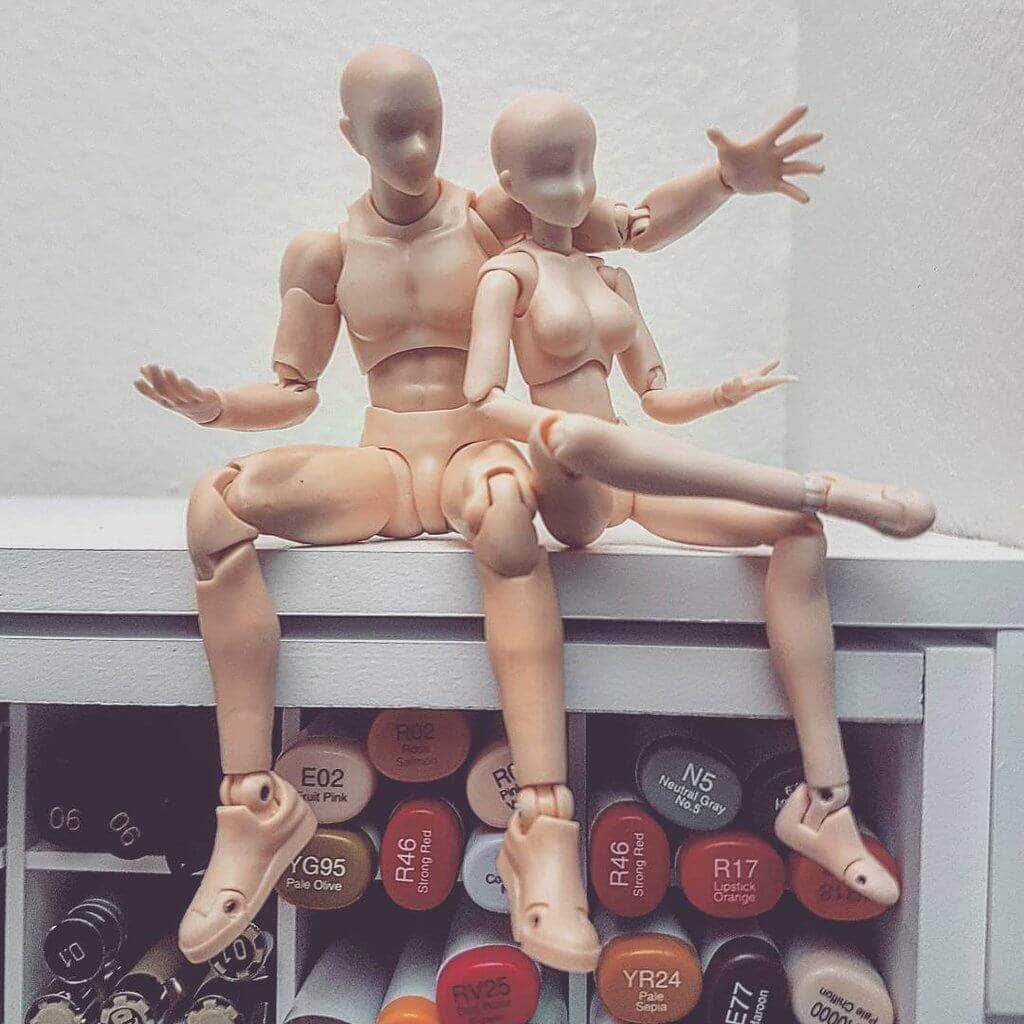 Body-kun + Body-chan - 2in1 - Light Complexion Drawing Figurines - Body Kun Dolls