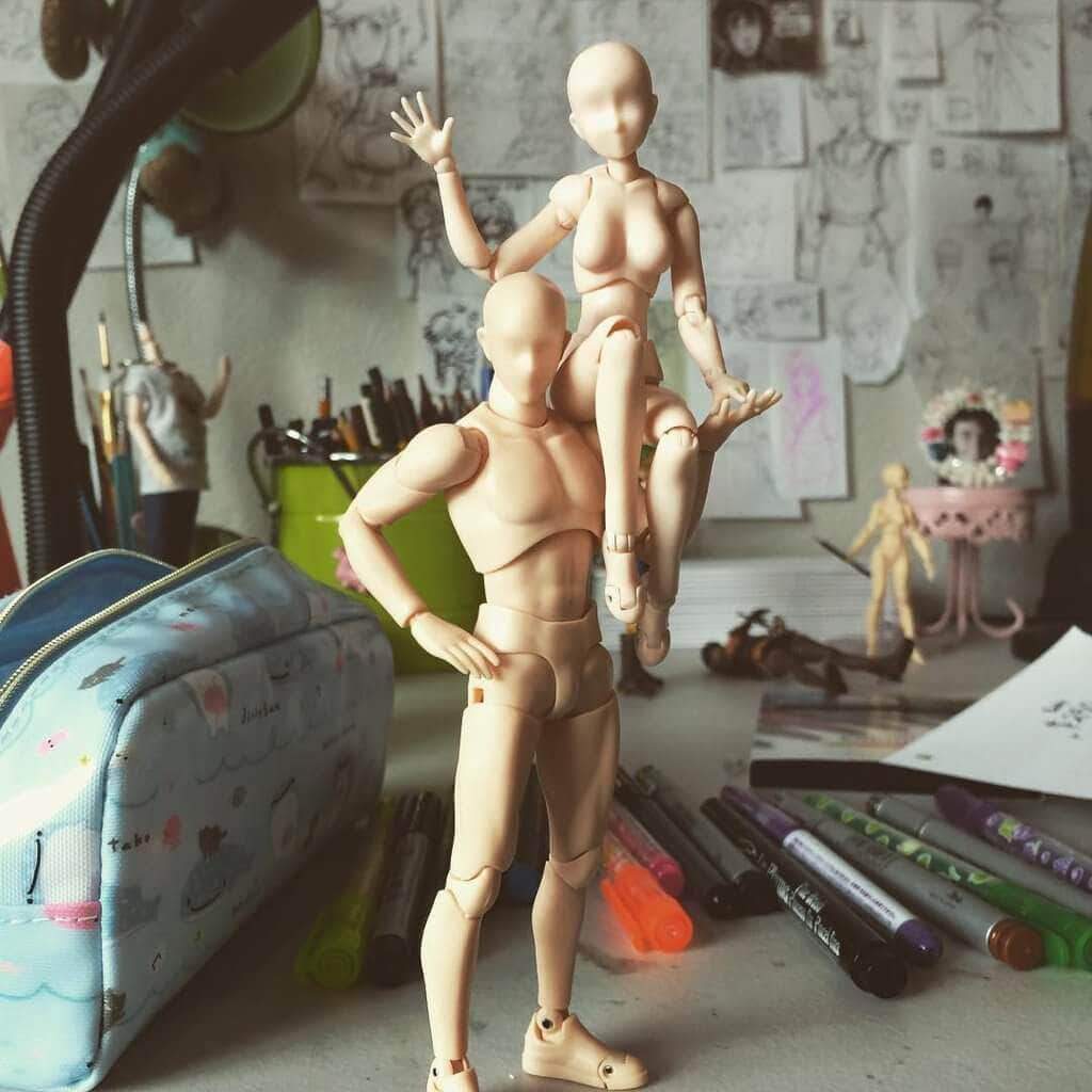 Body-kun + Body-chan - 2in1 - Light Complexion Drawing Figurines - Body Kun Dolls