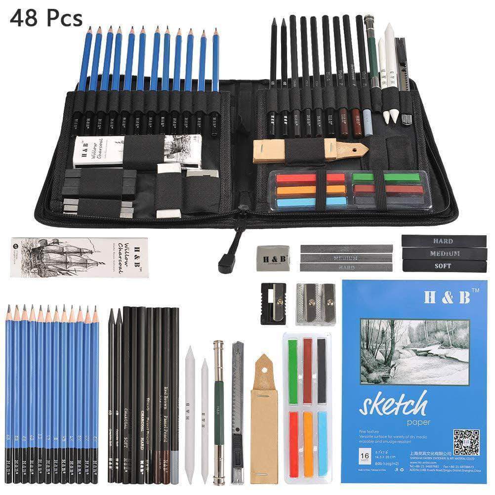 Professional Sketching Travel Kit 48 Pieces - Body Kun Dolls