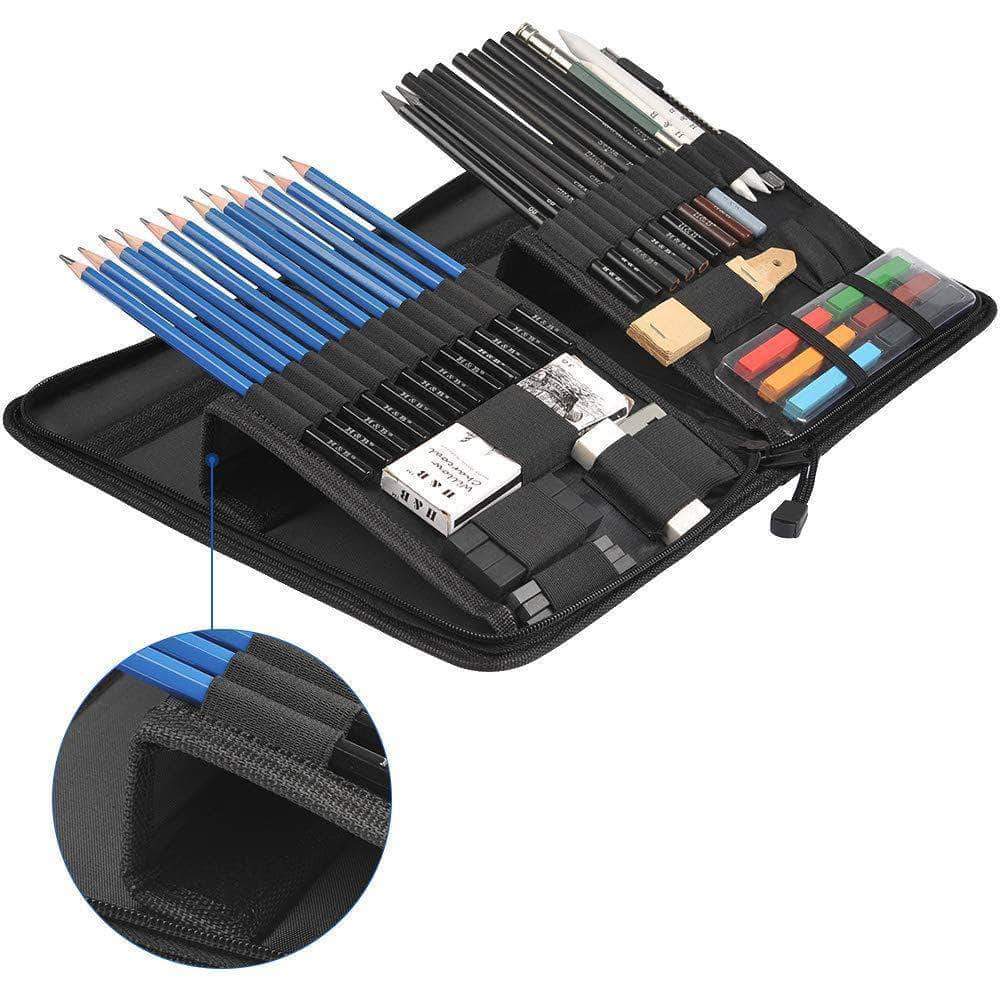 GetUSCart- Sketching Drawing Art Set,58pcs Professional Wooden Artist Kit  with Sketchbook,Complete Sketching,Charcoal Pencils and Tools,Ideal for  Teens,Kids,Adults,Artists,Beginners(Wooden Case-58pcs)