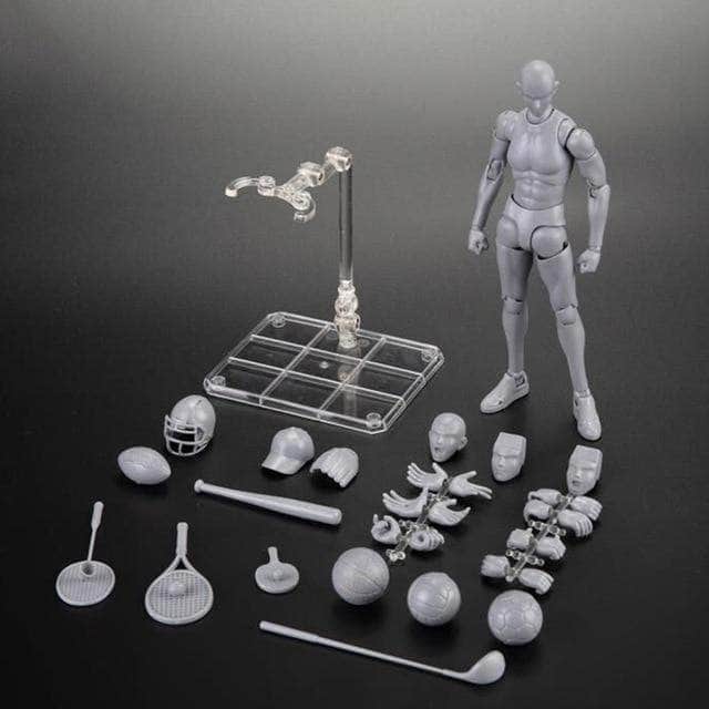 Drawing Figure for Artist,Body Kun Figure Drawing Mannequin Female/Male  Anime Action Figure Desktop Decorations for Painting-7inch/18cm(Female,Grey)