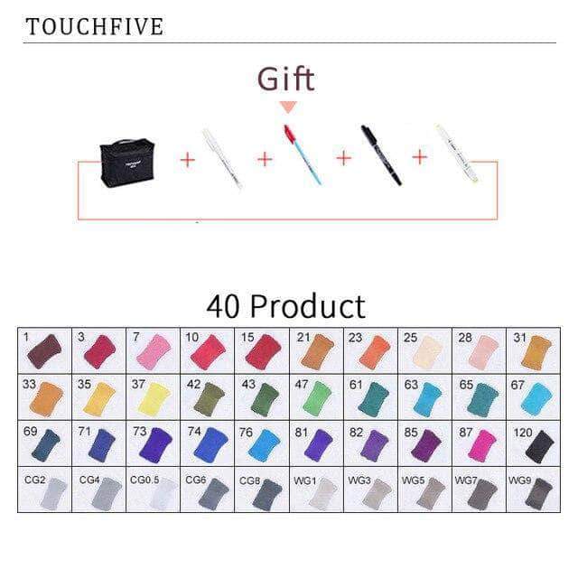 Touch-Five Alcohol Art Drawing Markers 168 Colors in 5 Sets