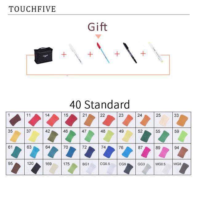 Touch-Five Alcohol Art Drawing Markers 168 Colors in 5 Sets