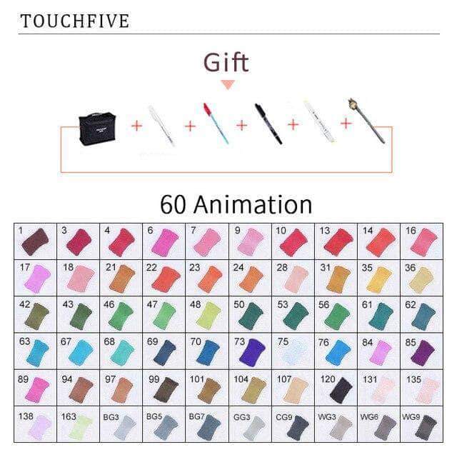 Touch-Five Alcohol Art Drawing Markers 168 Colors in 5 Sets