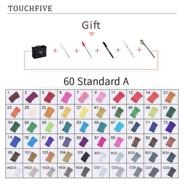 Touch-Five Alcohol Art Drawing Markers 168 Colors in 5 Sets