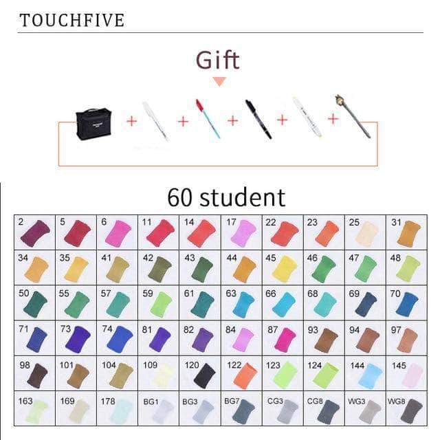 Touch-Five Alcohol Art Drawing Markers 168 Colors in 5 Sets