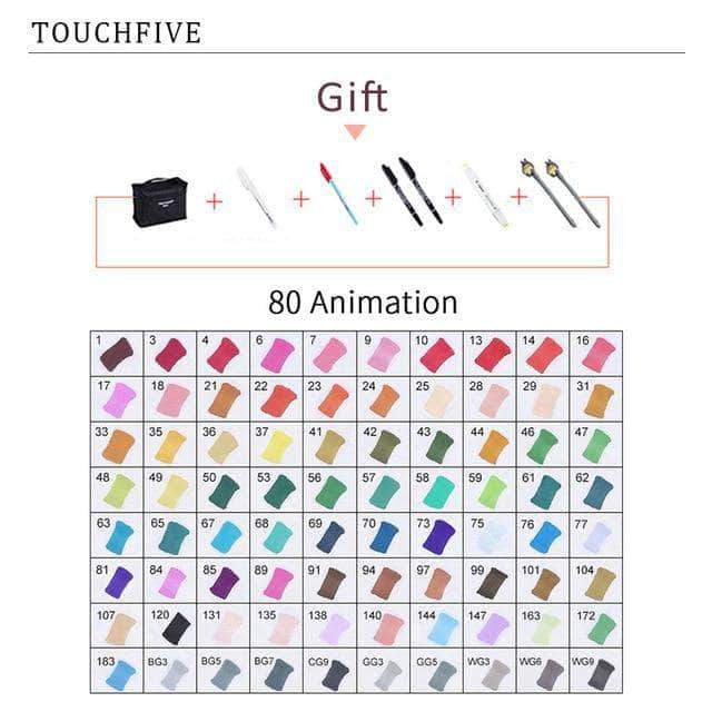 Touch-Five Alcohol Art Drawing Markers 168 Colors in 5 Sets