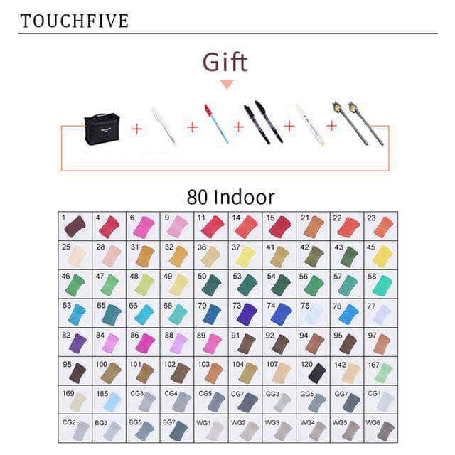 Touch-Five Alcohol Art Drawing Markers 168 Colors in 5 Sets