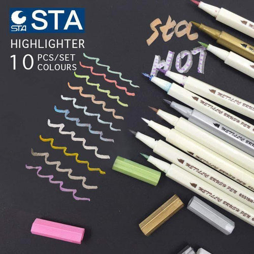 Sta Metallic Marker Pen 10 Colors Set