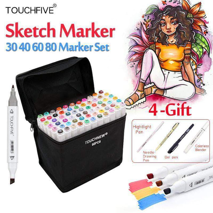 TOUCHFIVE Markers Pen Set 30/40/60/80/168 Color Animation Sketch