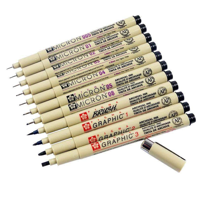 Sakura Pigma Micron Pens 13 Sizes Different Sets - Body Kun Dolls