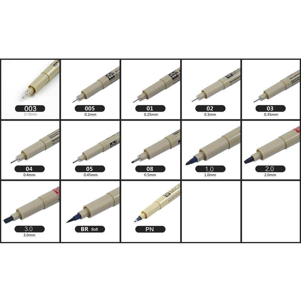 Sakura Pigma Micron Pens 13 Sizes Different Sets - Body Kun Dolls