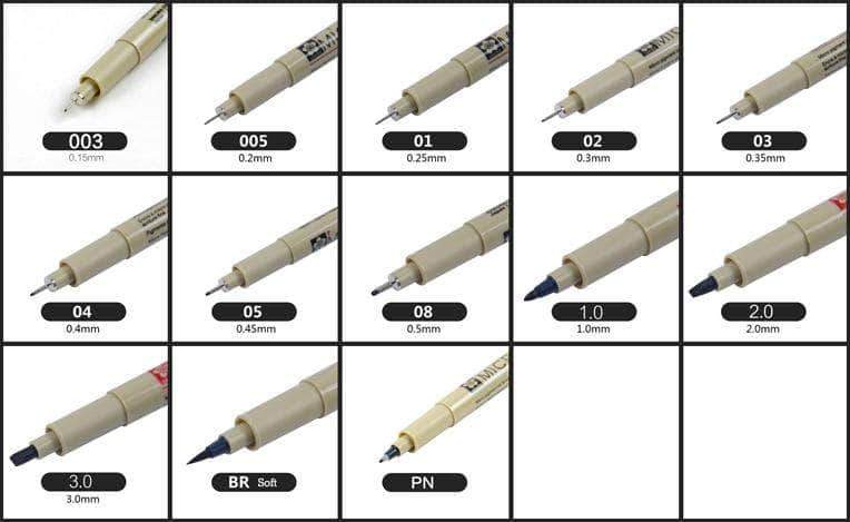 Sakura Pigma Micron Pens 13 Sizes Different Sets - Body Kun Dolls