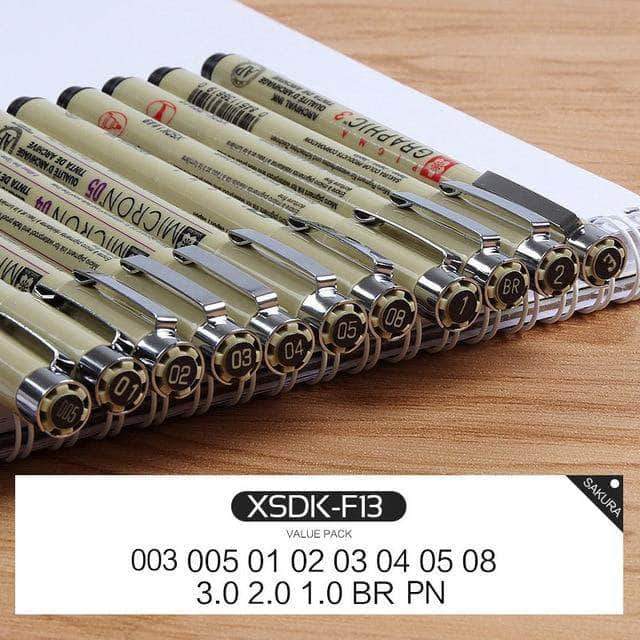 Sakura Pigma Micron Pens 13 Sizes Different Sets - Body Kun Dolls