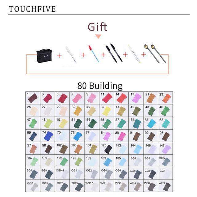 Touch-Five Alcohol Art Drawing Markers 168 Colors in 5 Sets - Body Kun Dolls